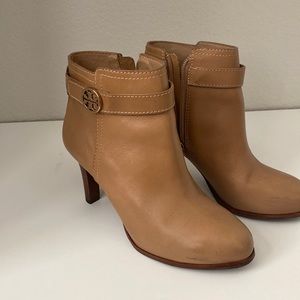 Tan leather booties
